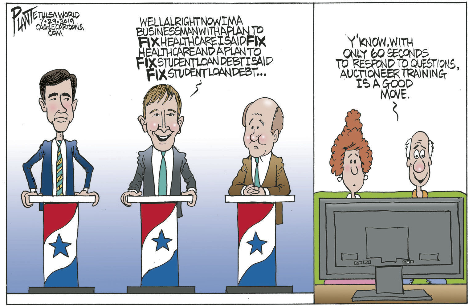 Bruce Plante Cartoon:Democratic Debate Round II